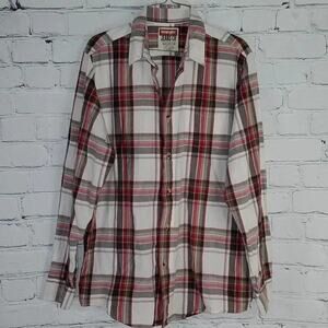 Wrangler Button Up Shirt Plaid Long Sleeve White Red Mens Size M
